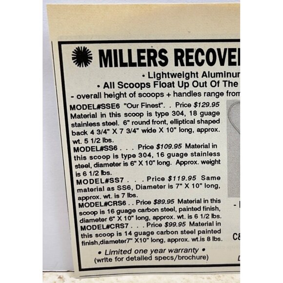 C&M Millers Recovery Scoops Print Ad Vintage 80s Metal Detecting Morgantown PA - Picture 4 of 6